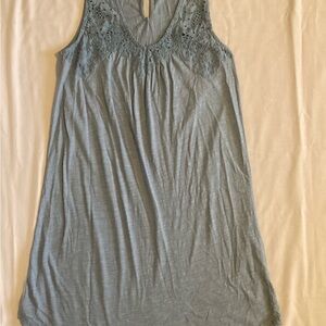 Lucky Brand Tank Dress Womens XS BlueEmbroidered V Neck Sleeveless Tunic